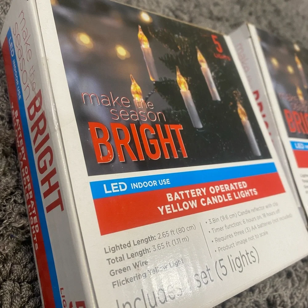 Battery-Operated Yellow LED Candle Lights (Set of 5)